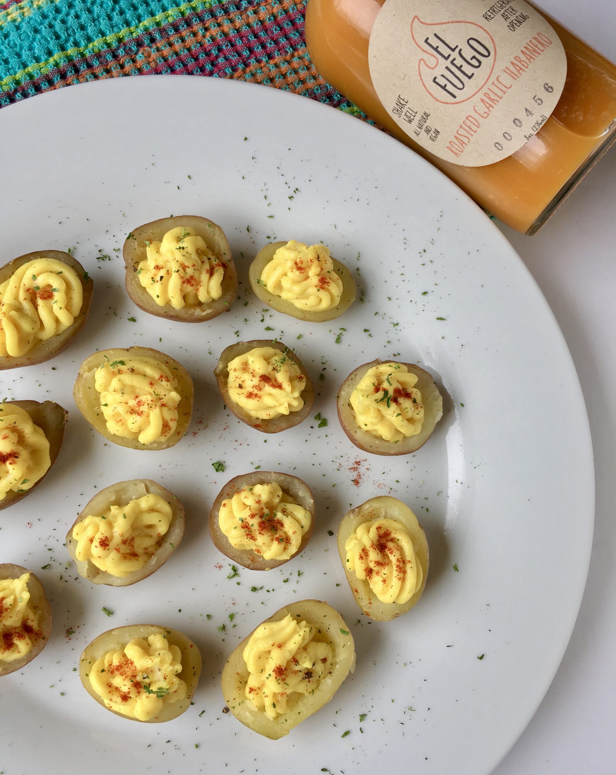 Vegan Deviled Potatoes El Fuego Sauce